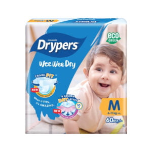 Drypers Wee Wee Dry Diaper Sticker M 60 pcs Pack